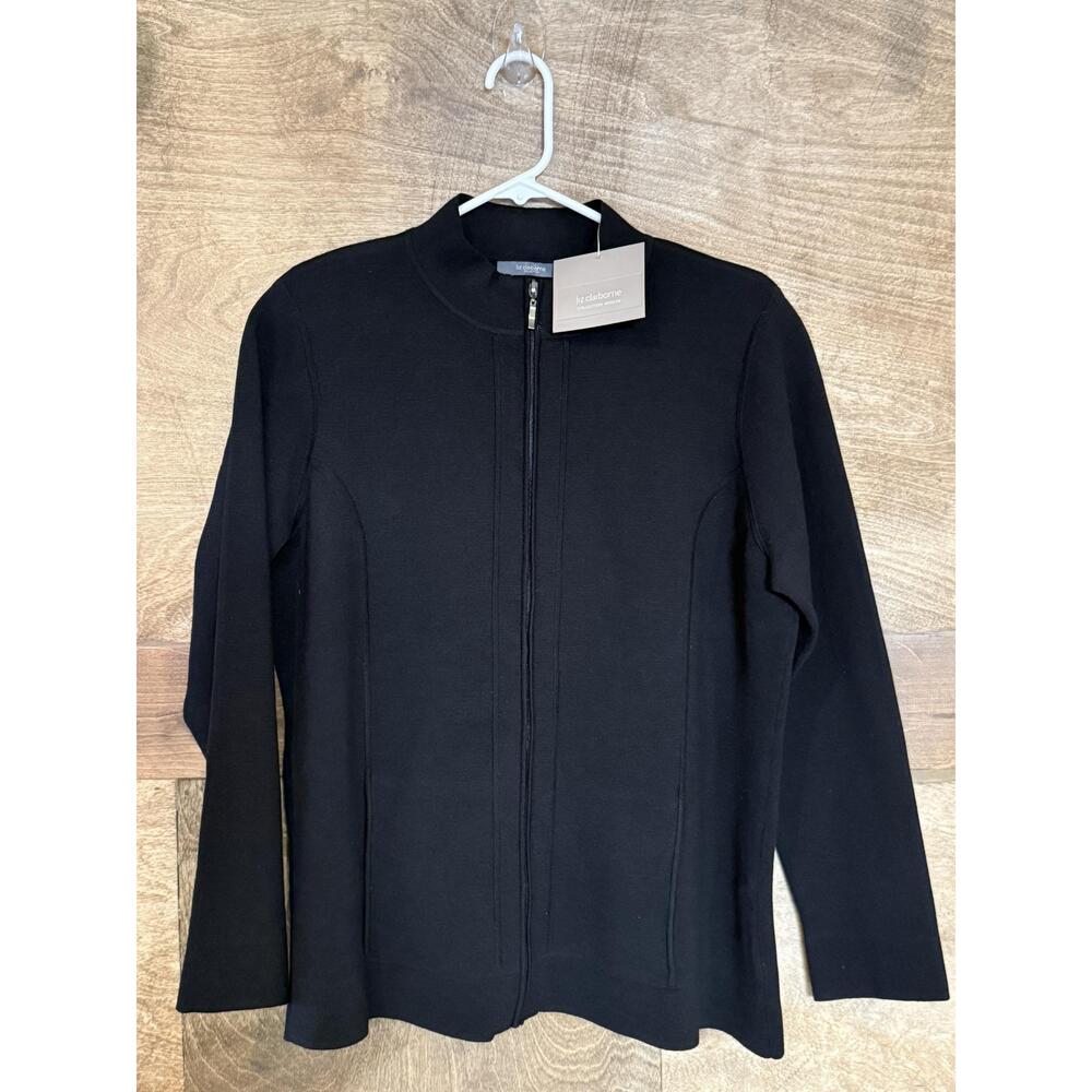 Liz Claiborne Black Full Zip Stand Collar Silk‎ Blend Women's Jacket Size 1X